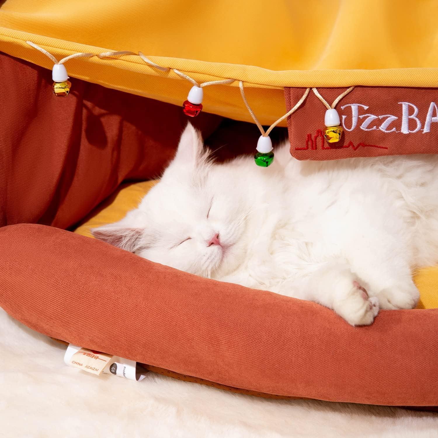 Cat Tunnel for Indoor Cats, Cat Tube with Collapsible Washable Cat Bed,Premium Cat Toy for Small Medium Large Cat.(Bar)