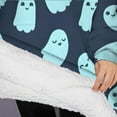 thumbnail image 3 of Oversized Wearable Blanket Hoodie,Halloween Ghost Pattern Sherpa Blanket Hoodie with Super Pockets,Super Warm Fuzzy Pullover for Women & Men, 3 of 6