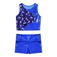 thumbnail image 3 of iEFiEL Kids Girls 2-Piece Activewear Modern Dance Sports Outfit Racer Back Vest Tops with Shorts Gym Suit Blue 10, 3 of 7