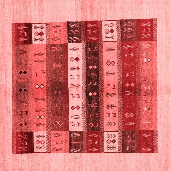 Ahgly Company Indoor Square Abstract Red Contemporary Area Rugs, 5' Square