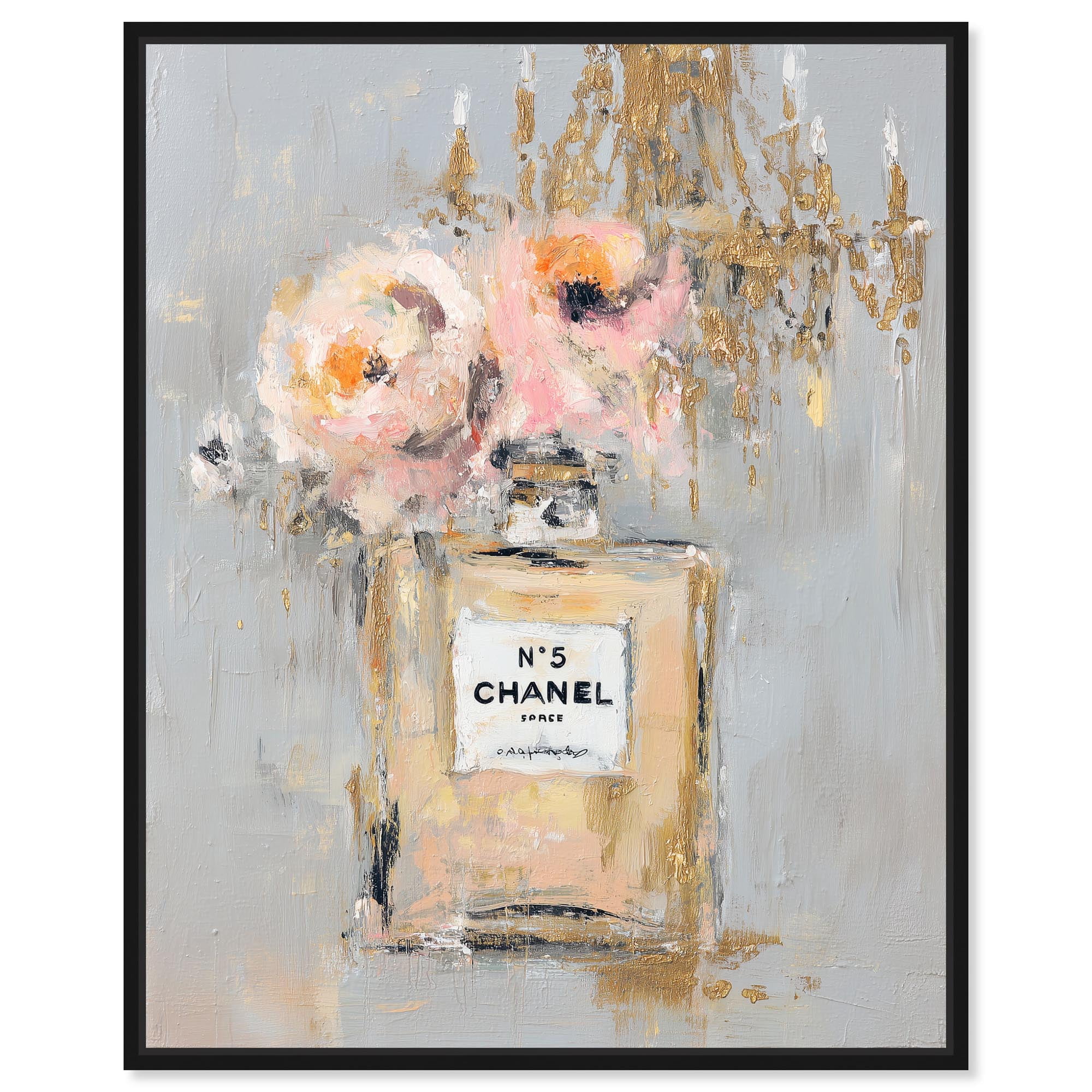 Fashion in a Bottle I Canvas Print Glam Pink Wall Art by Art Remedy, Black Frame, 16 x 20