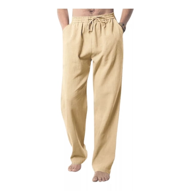 Pantalones Casuales De Lino De Algodón Sueltos Para Hombre
