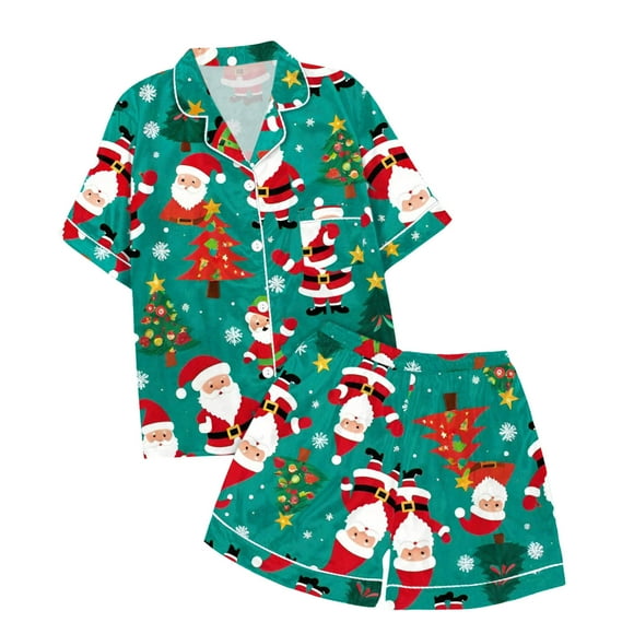NLLSHGJ Ensembles pour Filles 5 T Tenue d'Été pour Enfant Garçons Filles Noël T-Shirt à Manches Courtes Imprimé Dessin Animé Short Pyjama Ensembles Vêtements pour Enfants Automne Vêtements Fillette 6T Ensemble de Vêtements pour Fille Taille 5