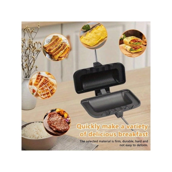 Panini Press Grill and Indoor Sandwich Maker with Removable Handle, Non-Stick Dual-Sided Griddle for Steaks and Burgers, Heavy Duty Portable Breakfast Maker for Home and Camping