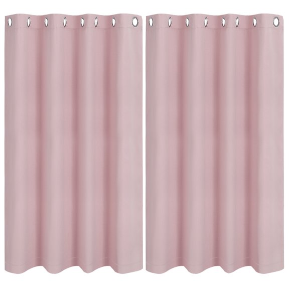 Unique Bargains Blockout Window Darkening Gorgeous Grommet Curtain Panels Set of 2 Pink 52" x 63"