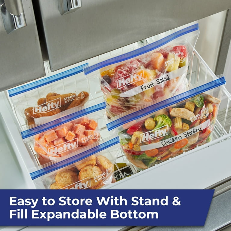 Hefty Press to Close Food Storage Zip Lock Freezer Bags, Half