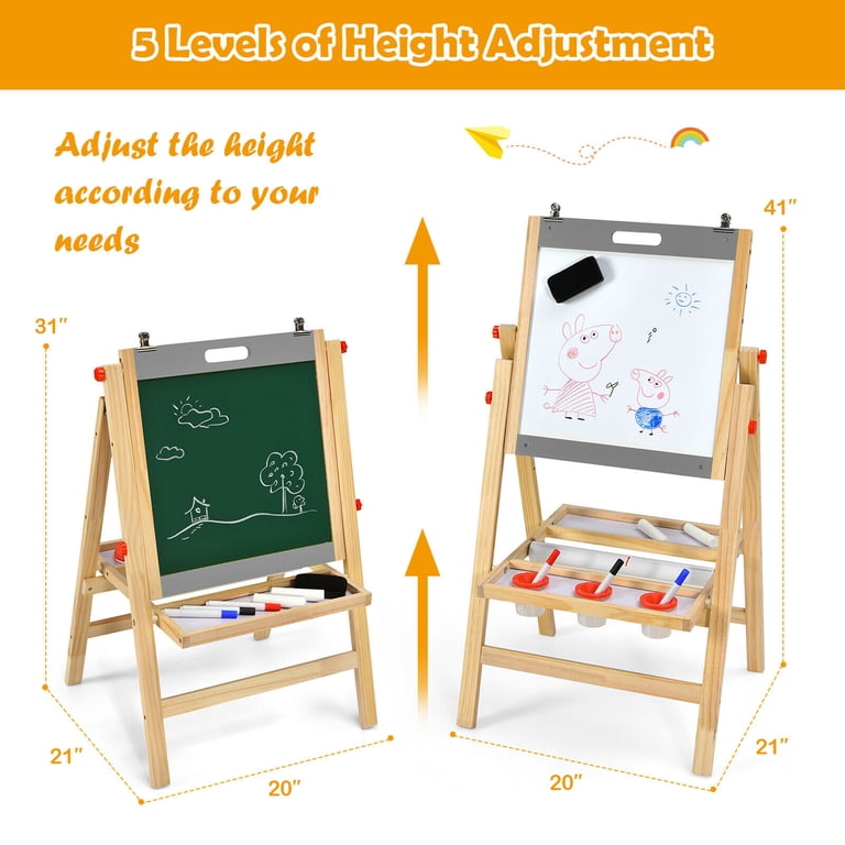 Gymax Kids Art Easel w/ Whiteboard & Paper Roll Double Sided