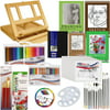 134pc Deluxe Acrylic Paint Sketch Set Easel Draw Pad Canvas Brushes Color Pencil