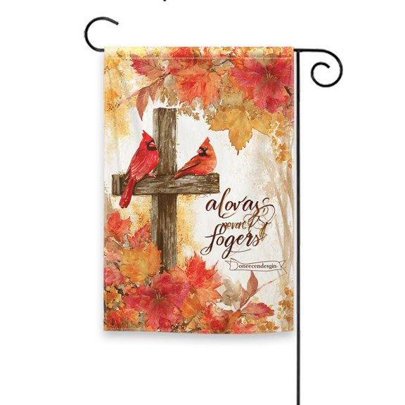 Cardinal on Cross Flag - Vertical Double-Sided Yard Decor, Camping, Indoor & Outdoor Holiday Decoration, 12.5 x 18 Inches