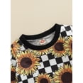 thumbnail image 5 of Newborn Girl 2Pcs Outfits Sunflower Checkerboard Print Long Sleeve Pullover + Elastic Drawstring Trousers, 5 of 8