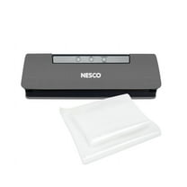 NESCO VS‑C1 Vacuum Sealer Machine, Value Pack with 50 Bags (25 Gallon & 25 Quart), Compact Food Sealer with Pulse Mode, Perfect for Leftovers