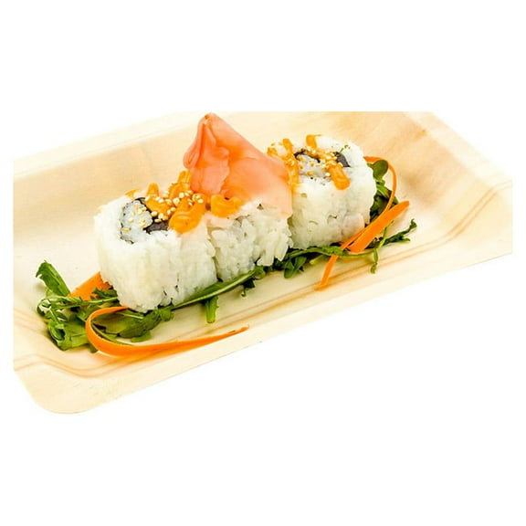 Rectangle Natural Wood Plate - 7 3/4" x 5" x 1/2" - 200 count box