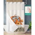 thumbnail image 2 of No Hook Shower Curtain with Snap in Liner, Fall Pumpkin Flowers Leaves Vintage Burlap Hotel Shower Curtains for Bathroom, Washable Shower Curtain Liner Set with Mesh Top Window, 54"x78", 2 of 6