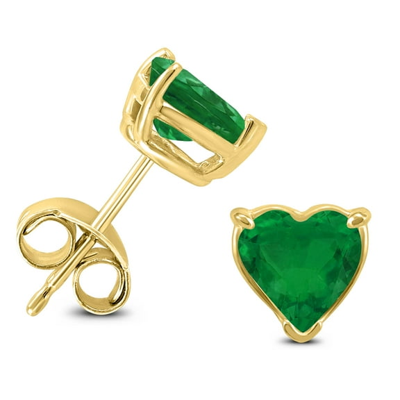 SZUL Women's 14K Yellow Gold 5MM Heart Emerald Earrings