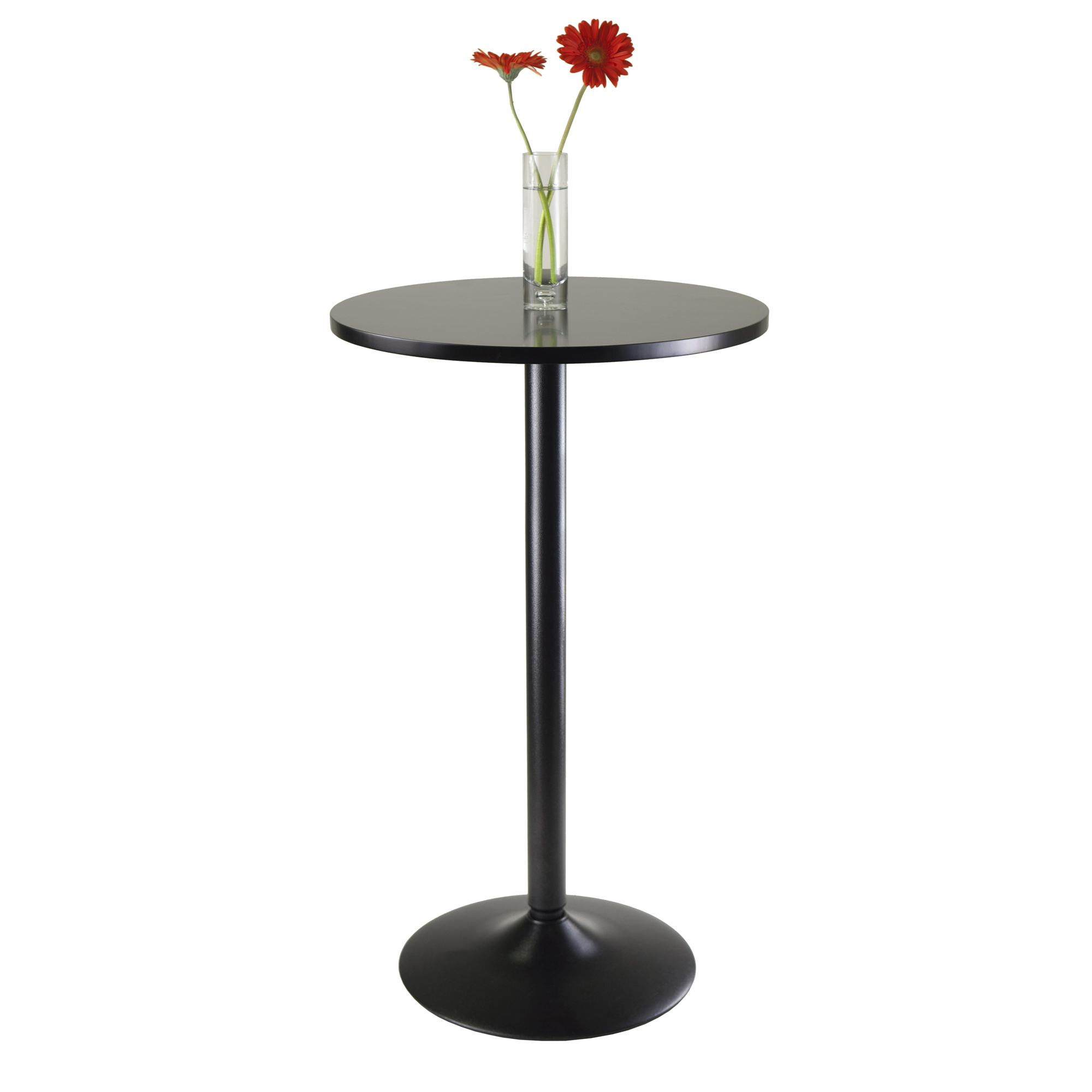 Winsome Obsidian Round Pub Table with MDF Wood Top, Legs, and Base, Black - image 2 of 7