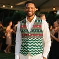 thumbnail image 4 of Yuyamidu Christmas Mens Vest Formal Waistcoat with Pocket Xmas Tree V-Neck Suit Vests for Wedding Prom Party Casual Tuxedo Wear Size L, 4 of 7
