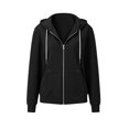 thumbnail image 6 of Mooqilaa Woemens Zip Front Hoodies, Casual Lightweight Long Sleeve Drawstring Fall Jackets with Pockets Black Size 2XL, 6 of 7