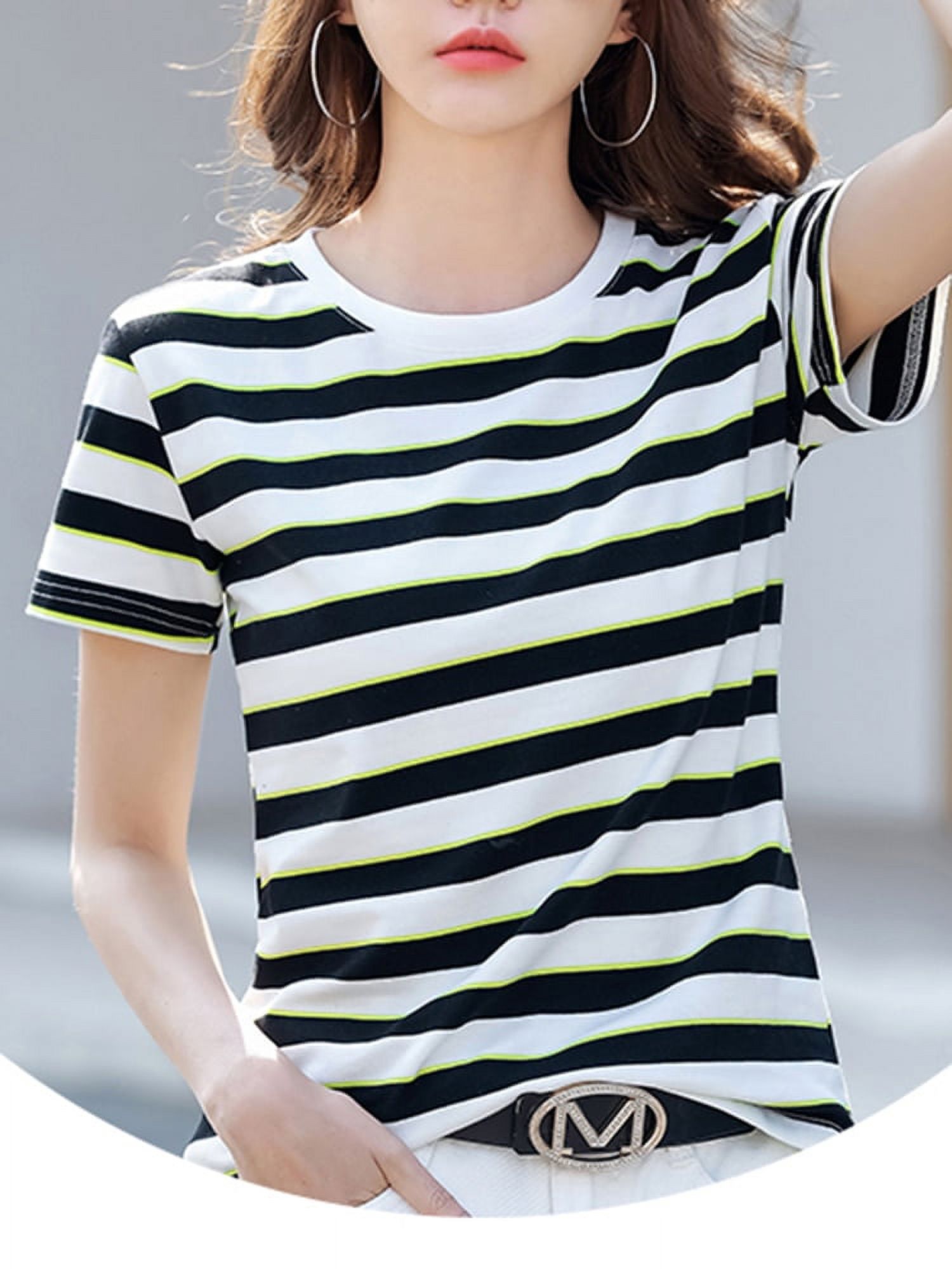 blue and white striped t shirt women's