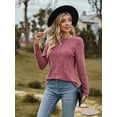 thumbnail image 4 of Chiclily Womens Long Sleeve Shirts Lightweight Pullover Sweaters Burgundy XL Crew Neck Tunics Tops, 4 of 6