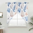 thumbnail image 2 of Swag Valance Curtains for Windows, Ocean Coastal Light Filtering Kitchen Curtains with Rod Pocket, Blue Coral Shell Starfish Beach Summer Window Treatment Valances for Living Room, 36x36 - 2 PCS, 2 of 9