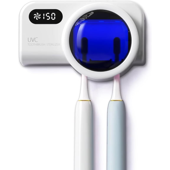 Toothbrush Holder, Toothbrush Cleaner with Air Drying and Rechargeable, Bathroom Wall Mounted, for All Electric & Manual Toothbrush