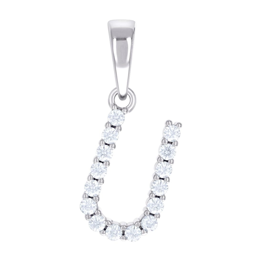 925 Sterling Silver Unisex 0.47ct Moissanite Letter Name Personalized Monogram Initial U Alphabet Charm Pendant Necklace