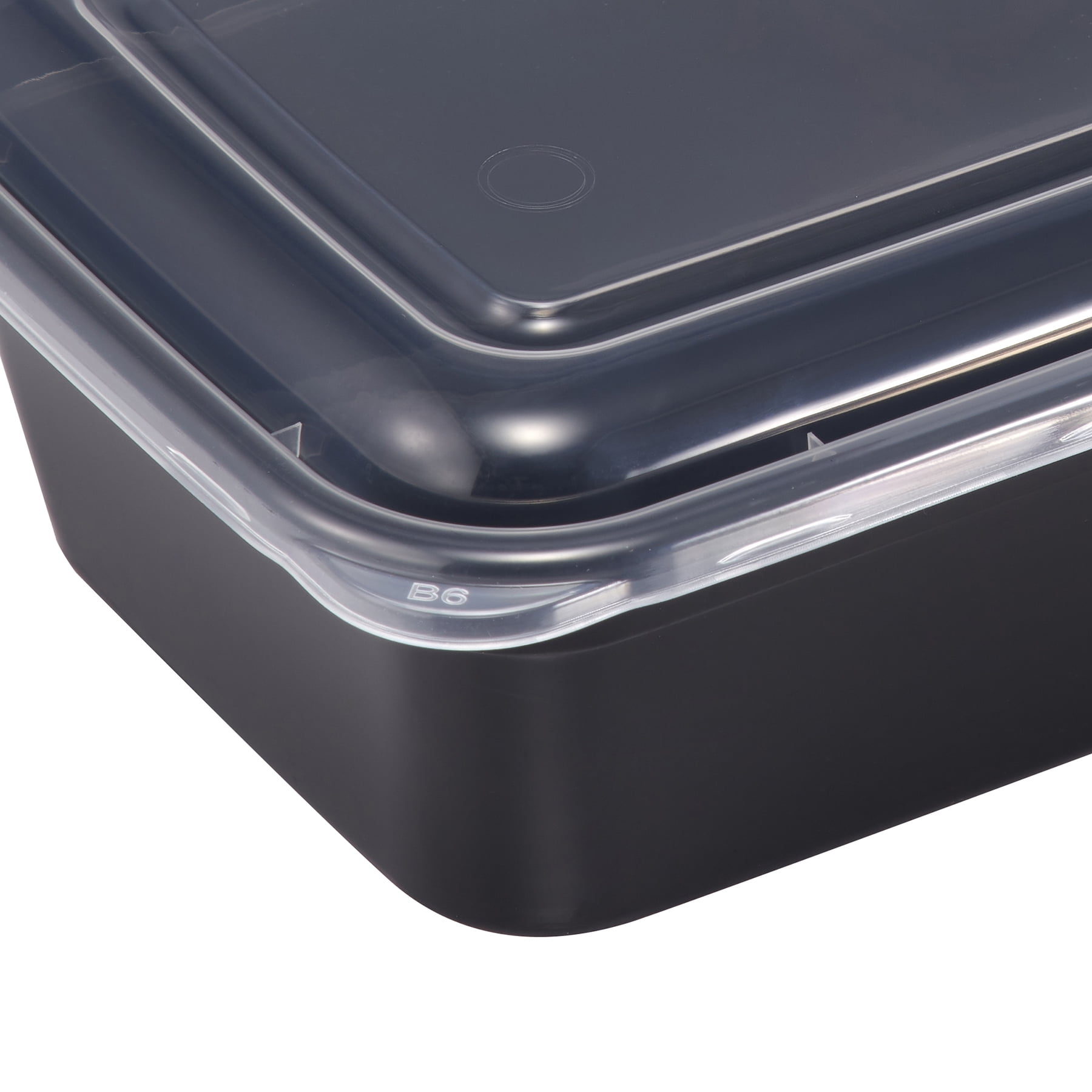 Mainstays 28 oz. Meal Prep Black Container with Clear Lid, 50 Pack