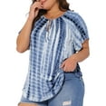 thumbnail image 2 of DARING DIVA Women's Plus Tye Dye Short Sleeves Blouse 1X Blue, 2 of 6