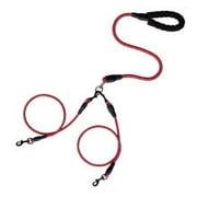 Fiudx 2 Dog Leash with Padded Handle | 2 Detachable Splitters & 360° Swivel Hooks | Heavy-Duty Nylon Rope for Walking 2 Dogs | 4.76 Ft Total Length with Reflective Stitching