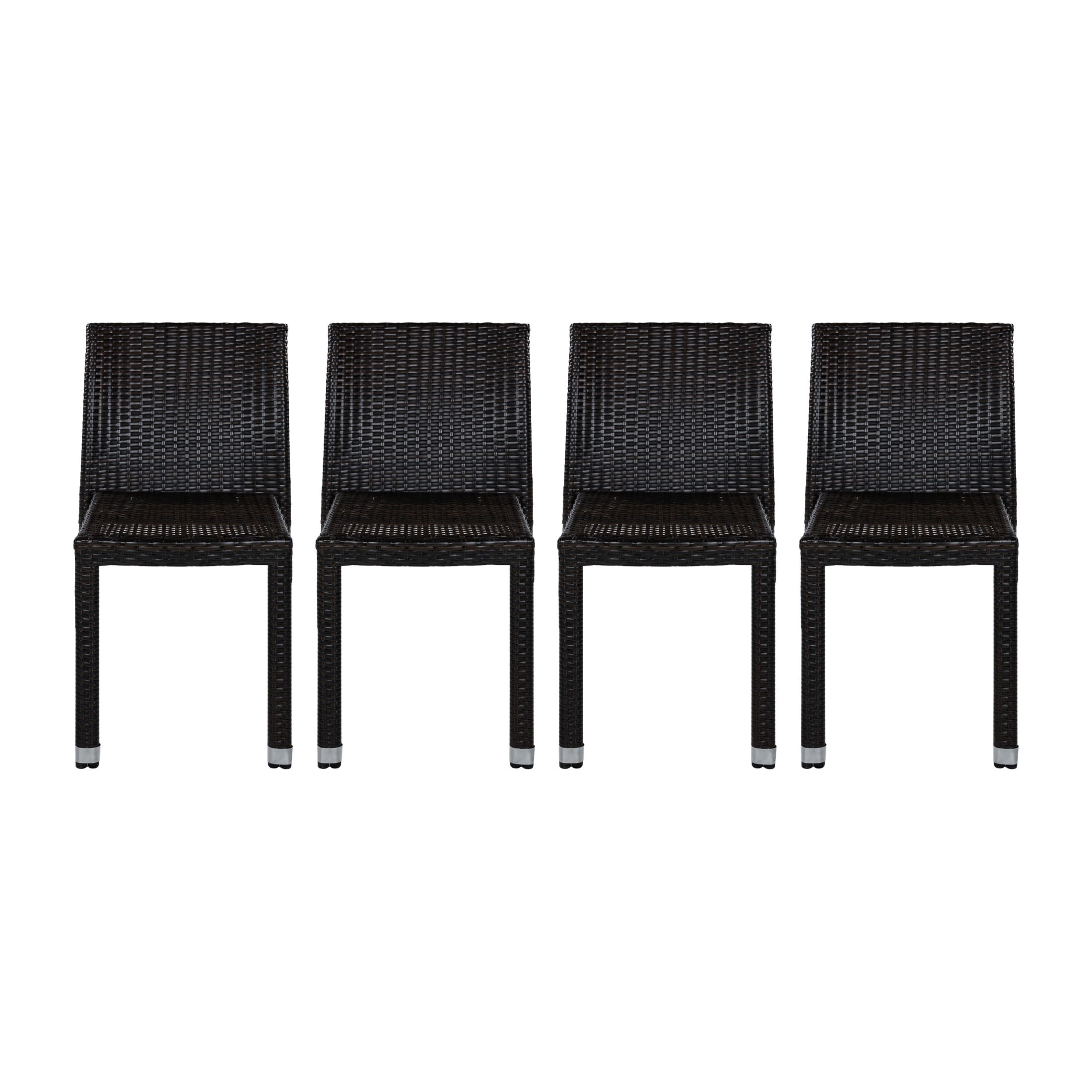 Christopher Knight Home Outdoor Handwoven Wicker Armless Dining Chairs, Dark Brown, Set of 4