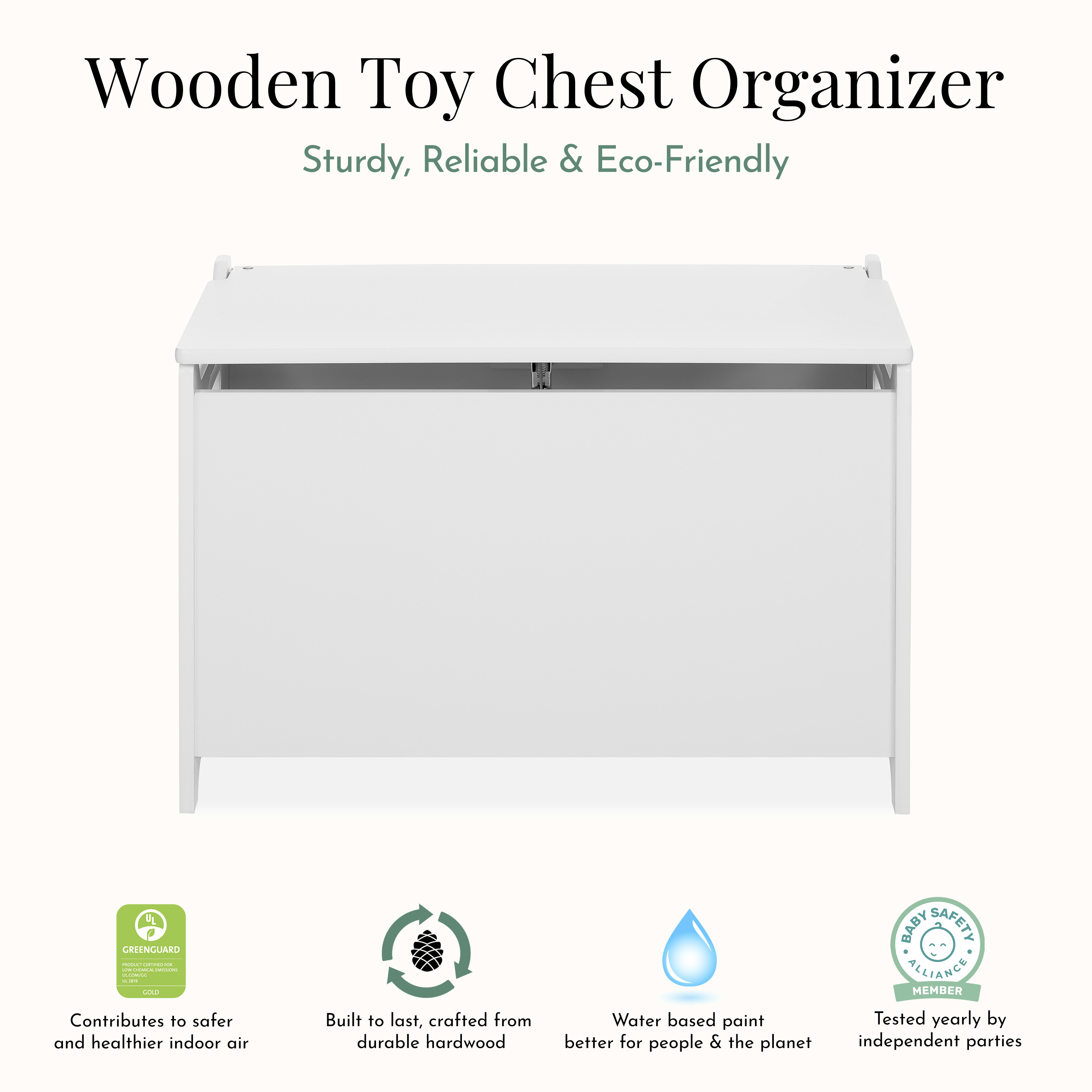 Evolur Wooden Toy Chest Organizer, White