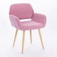 thumbnail image 4 of Teddy Fabric Upholstered Side Dining Chair with Metal Legs, Modern Accent Chairs with Backrest and Armrest, Leisure Chair Makeup Chair for Bedroom Dining Room, Pink, 4 of 9