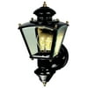 150-Degree Motion Activated 4-Sided Brass Charleston Coach Light in Black