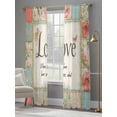 thumbnail image 5 of Sheer Curtain Panels Retro Love Rod Pocket Voile Window Curtains Rose Butterfly Flower Window Treatments Ligh Filtering Privacy Curtain Drapes for Bedroom Living Room 2 Panel Set 96 Inch Length,, 5 of 9