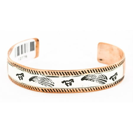 Copper Charm Earrings - Handmade Feather Horse Certified Authentic Navajo Pure .925 Sterling Silver and Copper Native American Bracelet