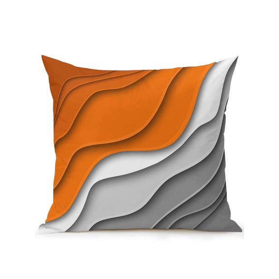 1 Pack Outdoor Throw Pillow, Orange Grey Ombre Waterproof Pillow with Insert Included, Modern Geometric Abstract Aesthetics Cream Decorative Accent Cushion Sofa Pillows for Patio Porch, 18 x 18 In