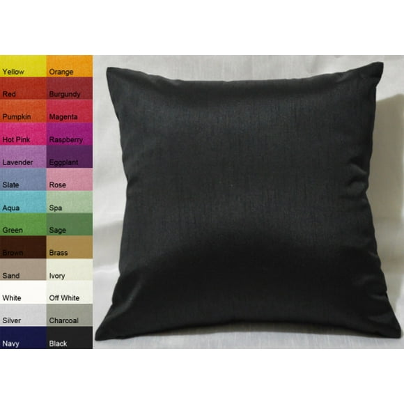 (24x24","Black) - Creative Solid Faux Silk Euro Shams / Pillow Covers - Multi Colours / Size