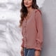 thumbnail image 5 of Camisa de manga larga con botones y volantes en los hombros, cuello en V, fibra de poliéster, camisa de mujer para viaje, pata de gallo roja S, 5 of 7
