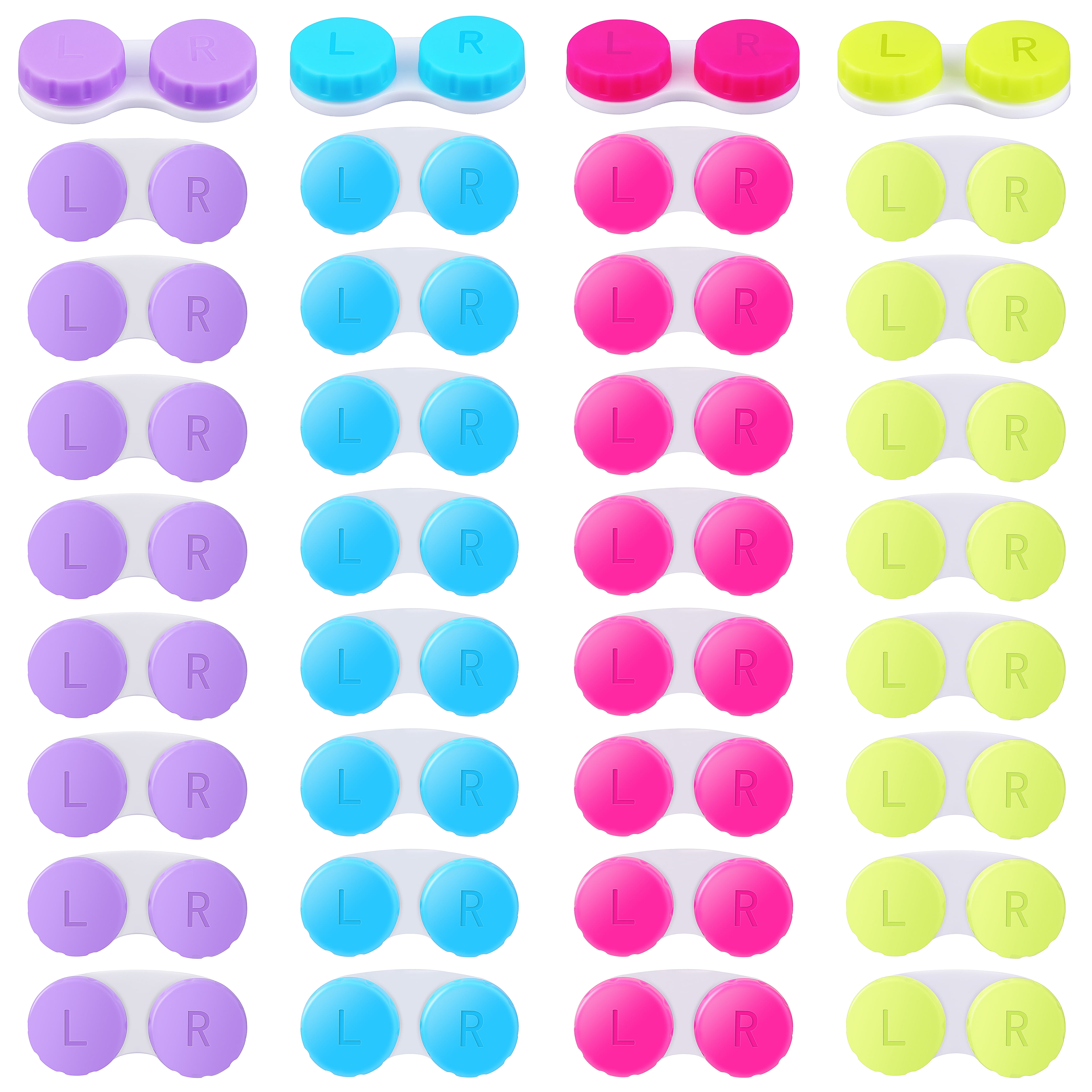 Elcoho 36 Pack Colorful Contact Lens Case Left/Right Contact Lens Soak Storage Contact Lens Travel Container, 4 Colors