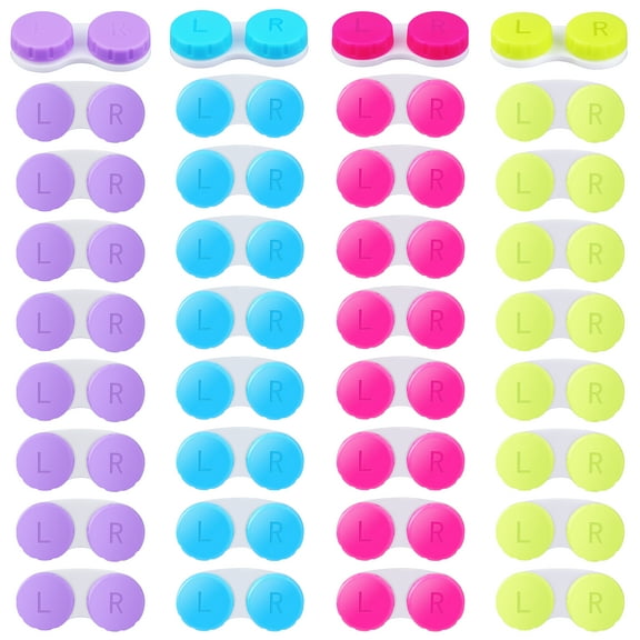 Elcoho 36 Pack Colorful Contact Lens Case Left/Right Contact Lens Soak Storage Contact Lens Travel Container, 4 Colors