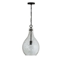 21.5 Inch 1 Light Pendant In Urban/Industrial/Global/Artisan/Farmhouse/Rustic/Industrial/Mied Materials Style 12 High By 21.5 Wide-Matte Black Finish