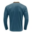 thumbnail image 4 of Dagegui Men's Henley Shirts Cotton Long Sleeve Buttons T-Shirts Patchwork Crewneck Pullover Shirt Casual Loose Fit Work Tees Tops Blue,L, 4 of 5