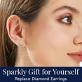 thumbnail image 3 of MomentWish 2 Carat Simulated Diamond Stud Earrings for Women - Moissanite Solitaire Earrings 18K White Gold Plating, 3 of 10
