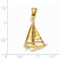thumbnail image 3 of 14k Yellow Gold 3D Polished Sailboat Charm Pendant, 3 of 7
