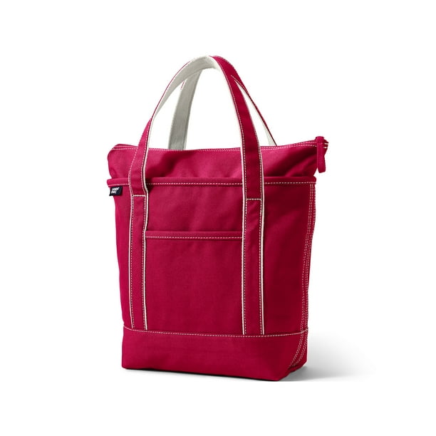Lands' End Medium Solid Color 5 Pocket Zip Top Canvas Tote Bag