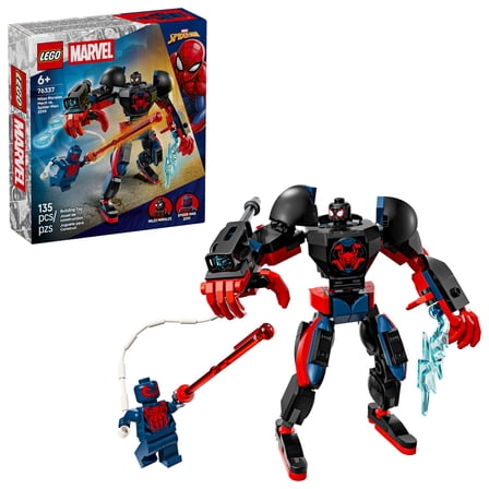LEGO Marvel Miles Morales Mech vs. Spider-Man 2099 Building Toy for Boys & Girls - Poseable Super Hero Mech & 2 Marvel Minifigures for Kids & Fans, Ages 6  - Gift Idea for Birthdays - 76337