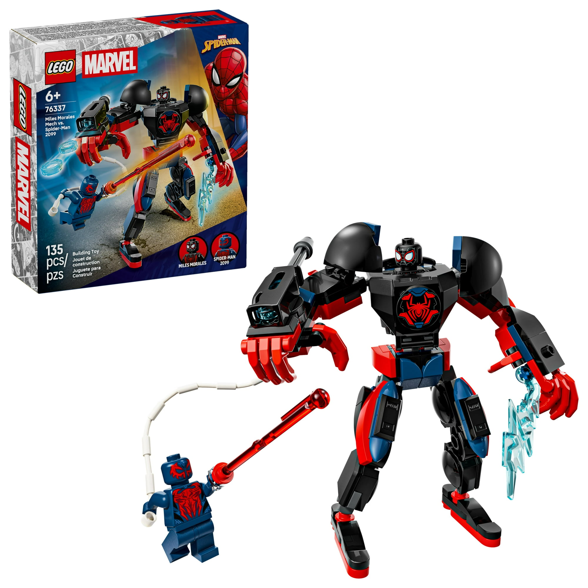 LEGO Marvel Miles Morales Mech vs Spider-Man 2099 - Building Toy for Boys & Girls, 6+ - Easter Basket Stuffers for Kids - Superhero Toys for Marvel Fans - 76337