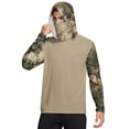 thumbnail image 3 of Havenx Mens Camouflage Upf 50+ Fishing Shirts Long Sleeve Hooded Rapid Dry Hoodies with Mask Uv Protection Hoodie Shirt Outdoor Fishing Lightweight Casual Summer Blouses,Green 3XL, 3 of 6