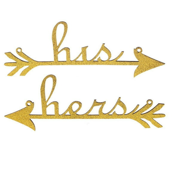Golden Plywood His and Hers Arrow Signs for Wedding Decoration Home Decor Characteristic Design 7