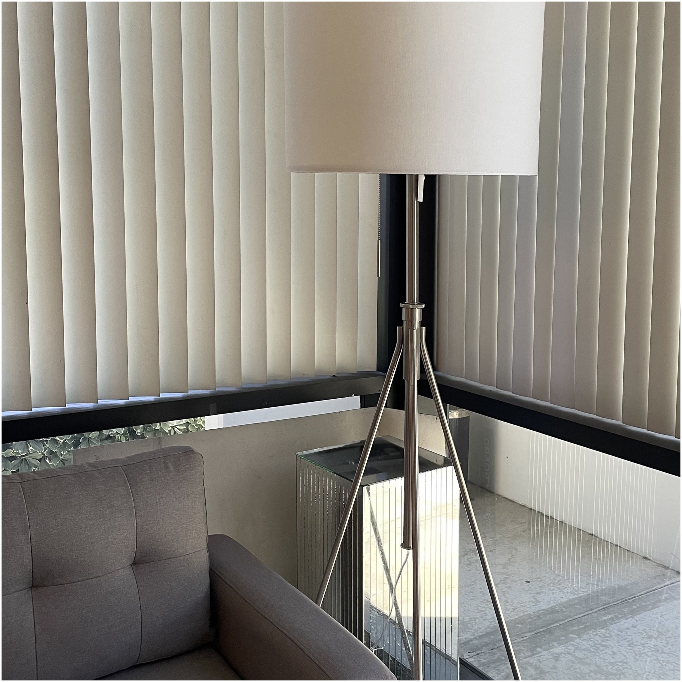JERFIT Adjustable Tripod Floor Lamp with Drum Shade, Modern Reading Light for Living Room, Brushed Nickel Finish